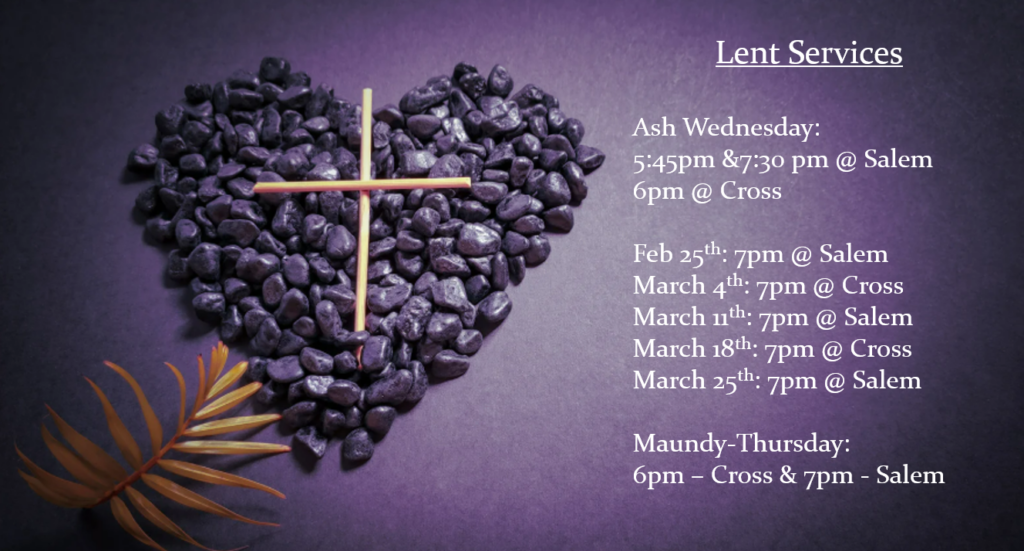 Salem Lutheran Churches Lent service announcements